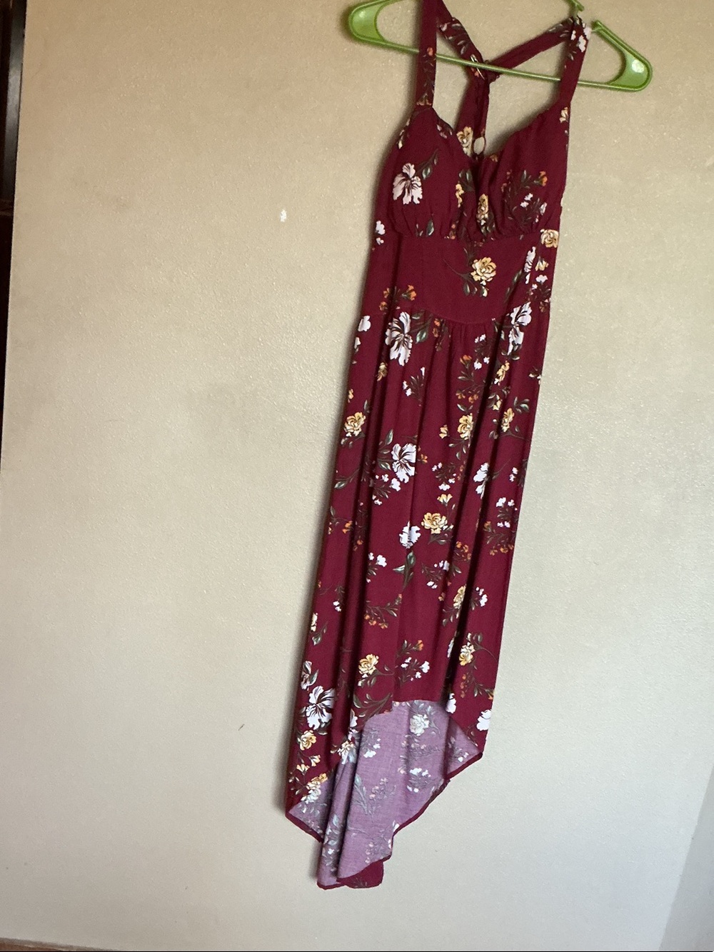 No Boundaries Burgundy High-Low Maxi Dress. NWT